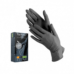 Перчатки BENOVY Nitrile MultiColor, нитриловые, черные M 50 пар. 3,5 гр.